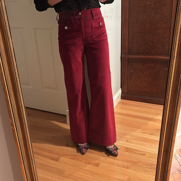 NWT J.Crew Wide Leg Velvet Sailor Trouser - Picture 2 of 5